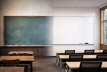Evolution of Writing Surfaces Evolution of writing surfaces from slate chalkboard to modern whiteboard collaboration wall